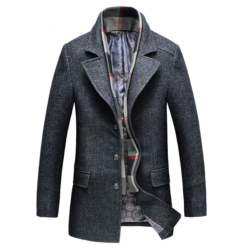 Men's Elegant Wool Coat with Modern Lining Lisslune