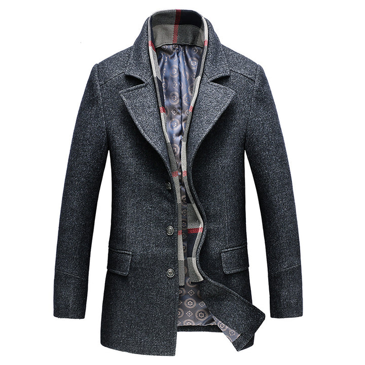 Men's Elegant Wool Coat with Modern Lining Lisslune