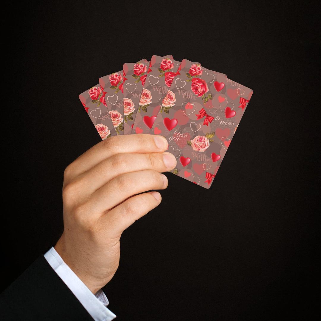 Lisslune | Valentine's Red Heart Peekaboo Playing Cards - Enhance Your Game Nights