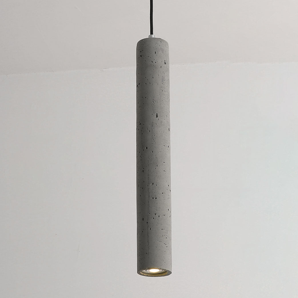 Lisslune | StoneCast Industrial Cylinder Pendant Light made of Concrete | 1 Light | Smooth or Rough Surface