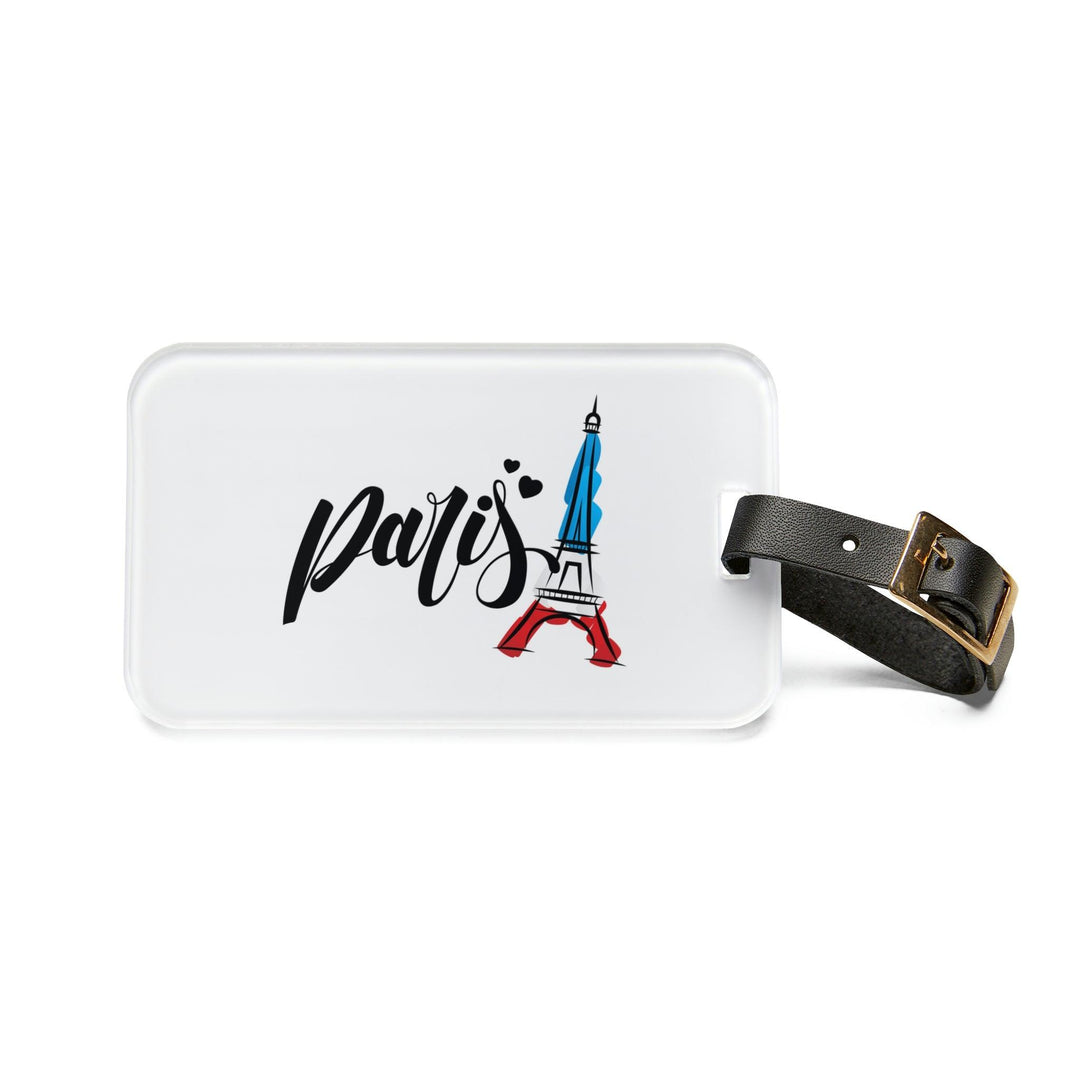 Lisslune | Elegant Parisian Travel: Individual Acrylic Luggage Tag with Leather Strap