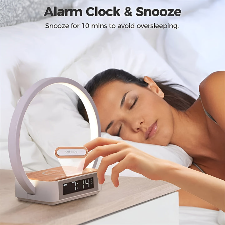 Lisslune | GlowMax 3-in-1 LED Table Lamp – Wireless Charger, Alarm Clock & Touch Control