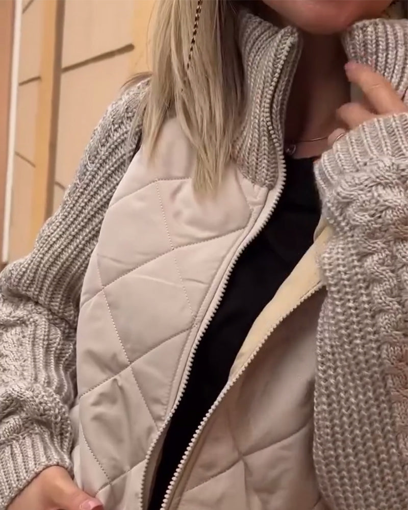 Lisslune | Solid Color High Collar Zipper Coat