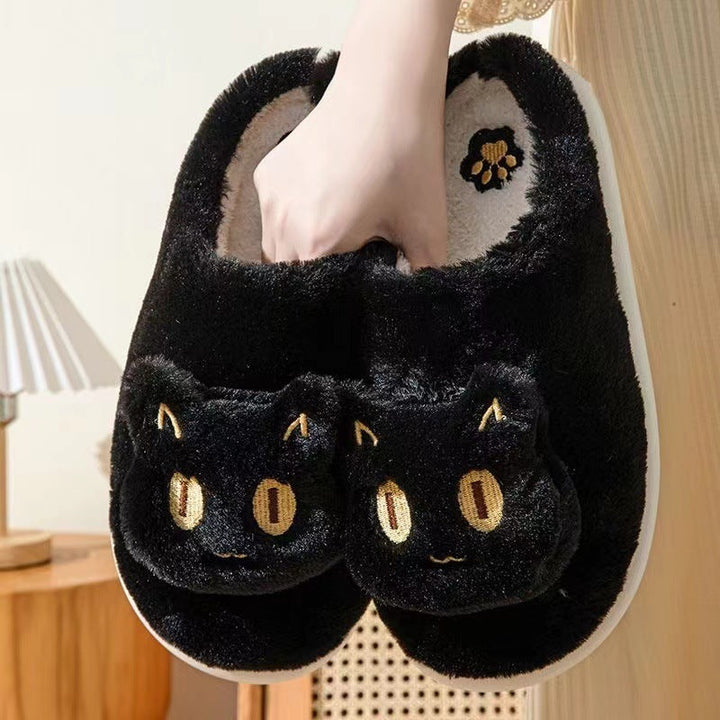 Lisslune | Cozy Plush Cat Head Slippers for Couples - Soft Cotton Slippers for Winter Warmth