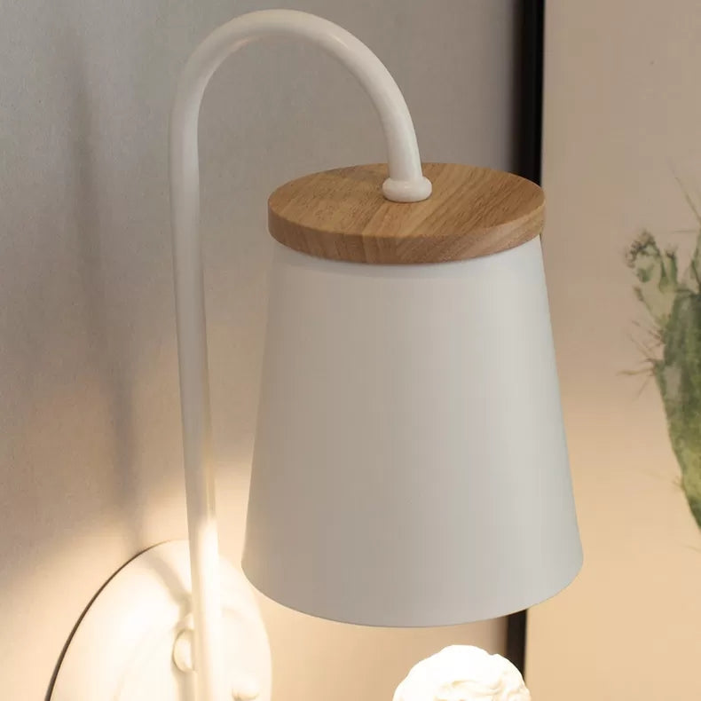 Skørter | White small angel wall light with bucket shade 1 head metal wall light for living room