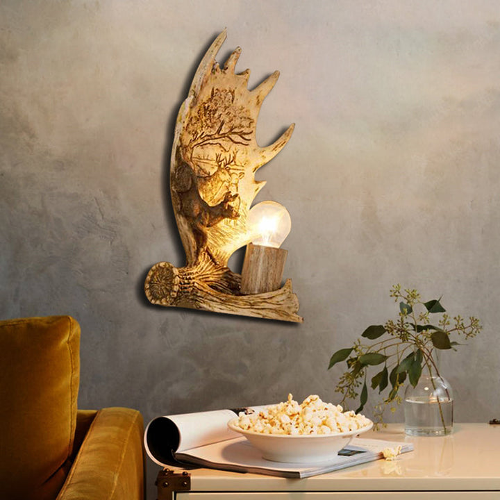 Lisslune | 1 Light Marble Wall Light Modern Style Bronze Cylinder Dining Room Wall Light with Moose
