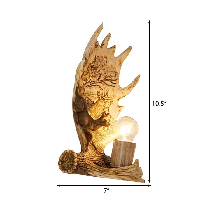 Lisslune | 1 Light Marble Wall Light Modern Style Bronze Cylinder Dining Room Wall Light with Moose