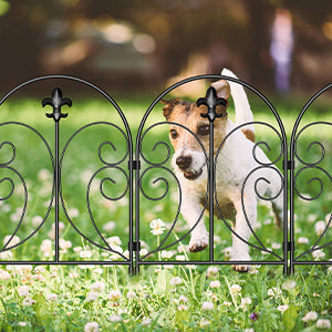 Rynx | 10-pack decorative garden fence, 24in(H) x 10ft(L) stainless steel animal barrier for the garden, dog & rabbit border, curved D