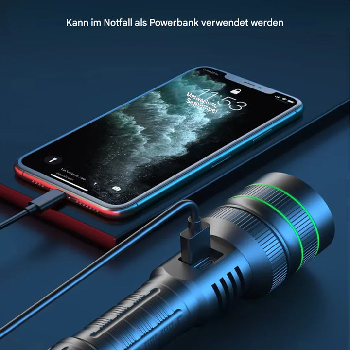 Lisslune | Extremely Bright and Zoomable LED Flashlight with Power Bank Function for Outdoor Adventures