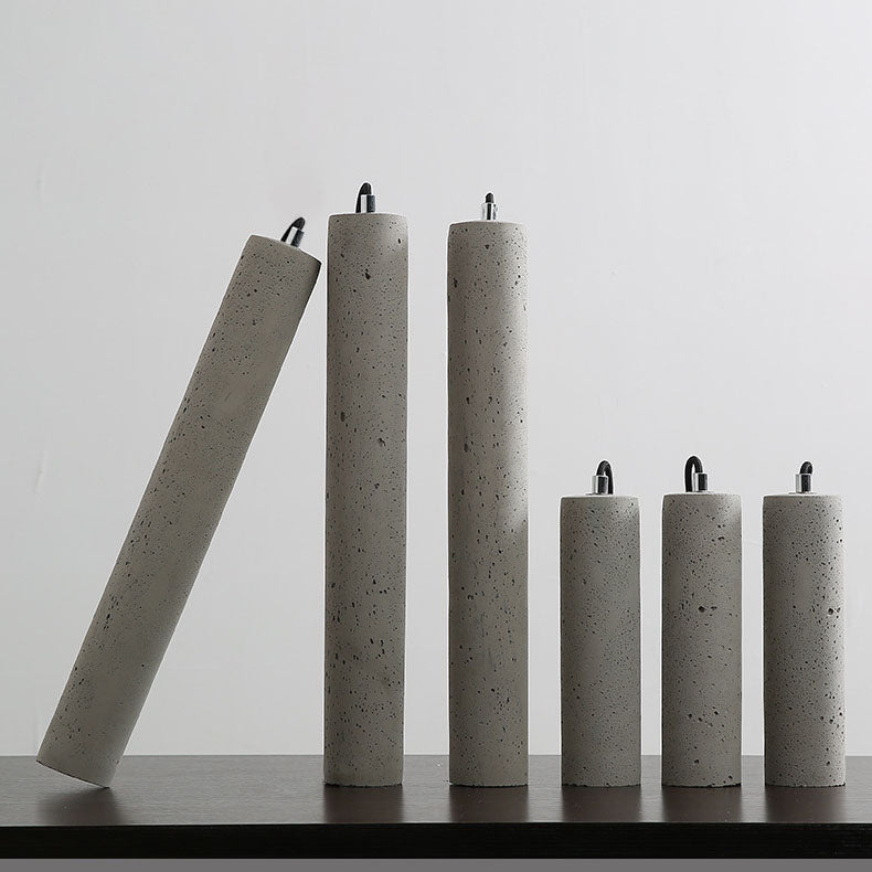 Lisslune | StoneCast Industrial Cylinder Pendant Light made of Concrete | 1 Light | Smooth or Rough Surface