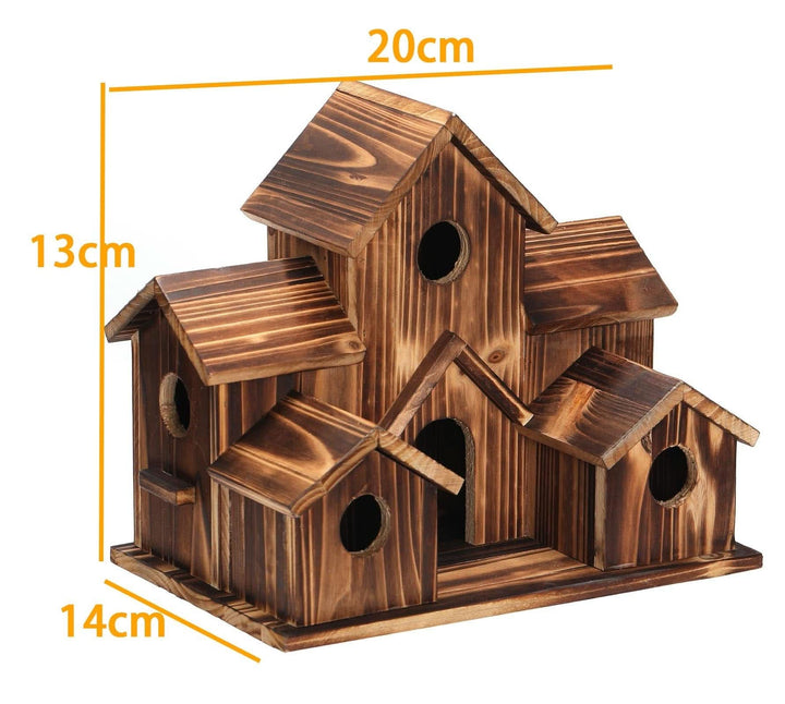 Lisslune | Rustic Wooden Handmade Birdhouse with 6 Entrances