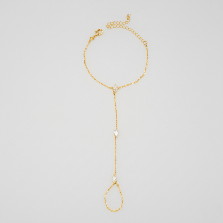 Lisslune | Adjustable Finger Ring Bracelet made of Stainless Steel with Crystals