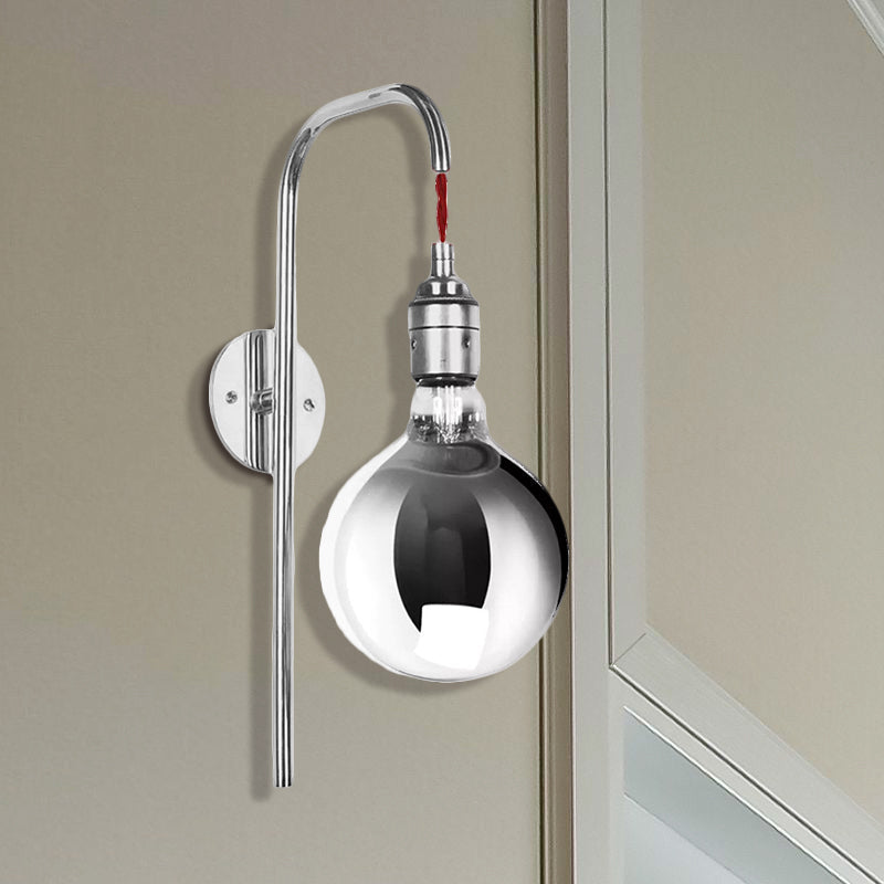 Lisslune | Chrome/Gold A Light Wall Lamp Modern Clear Glass Globe Lighting Fixture for Living Room