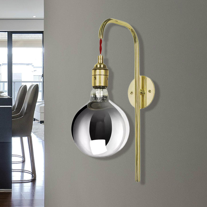 Lisslune | Chrome/Gold A Light Wall Lamp Modern Clear Glass Globe Lighting Fixture for Living Room