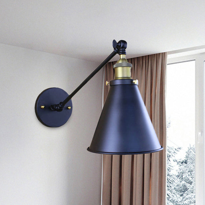 Lisslune | Black Finish Cone-Shaped Wall Lamp Retro Stylish Metal 1 Head Corridor Wall Lighting, 2 Packs