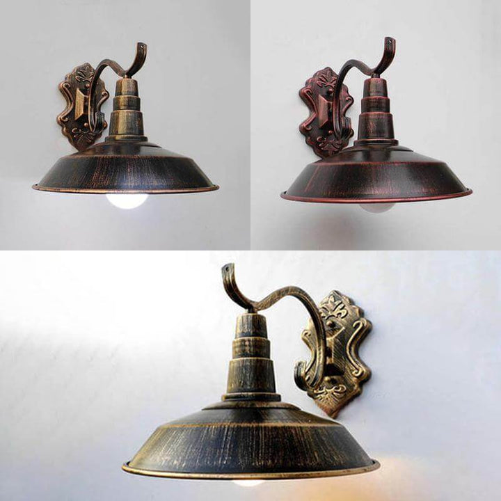 Lisslune | 1 Bulb Barn Wall Light Country House Style Copper/Rust Wrought Iron Wall Lamp for Corridor