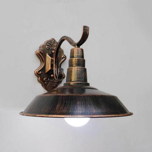 Lisslune | 1 Bulb Barn Wall Light Country House Style Copper/Rust Wrought Iron Wall Lamp for Corridor