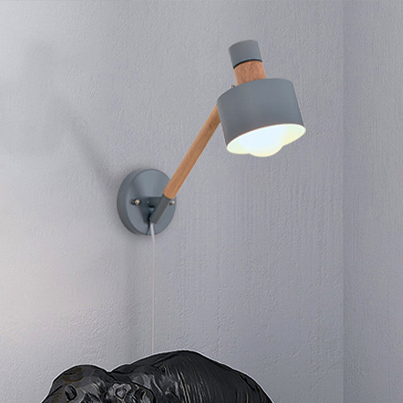Lisslune | 5.5"/6"/7" W Armed Wall Sconce Minimalism Metal 1 Main Wall Mount Lighting in Gray for Living Room