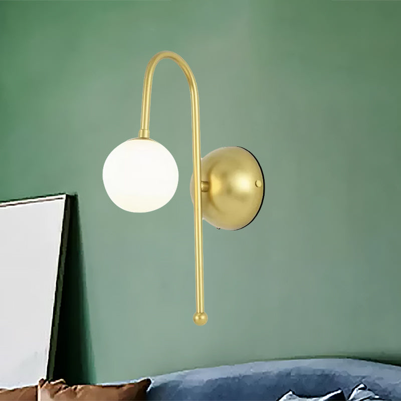 Lisslune | 1 Bulb Globe Wall Mounted Light Modern Gold Opal Glass Lighting for the Living Room