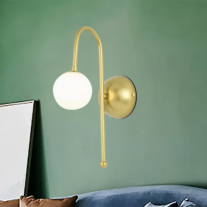Lisslune | 1 Bulb Globe Wall Mounted Light Modern Gold Opal Glass Lighting for the Living Room