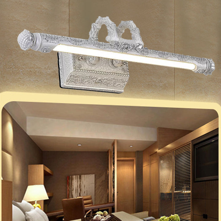 Lisslune | Vintage LED Wall Light with Metal Shade White Etched Tube Vanity Wall Light for Bathroom, 20.5"/23.5" Width