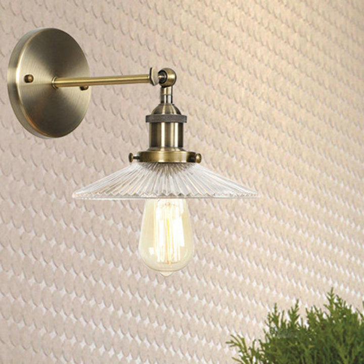 Lisslune | A wall lamp with a conical shade made of clear prismatic glass Industrial dining room wall light lighting fixture