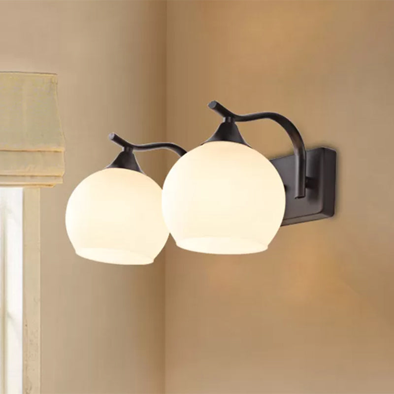 Lisslune | 2 Light Frosted Glass Wall Sconce Light Industrial Black Bubble Living Room Lighting Fixture