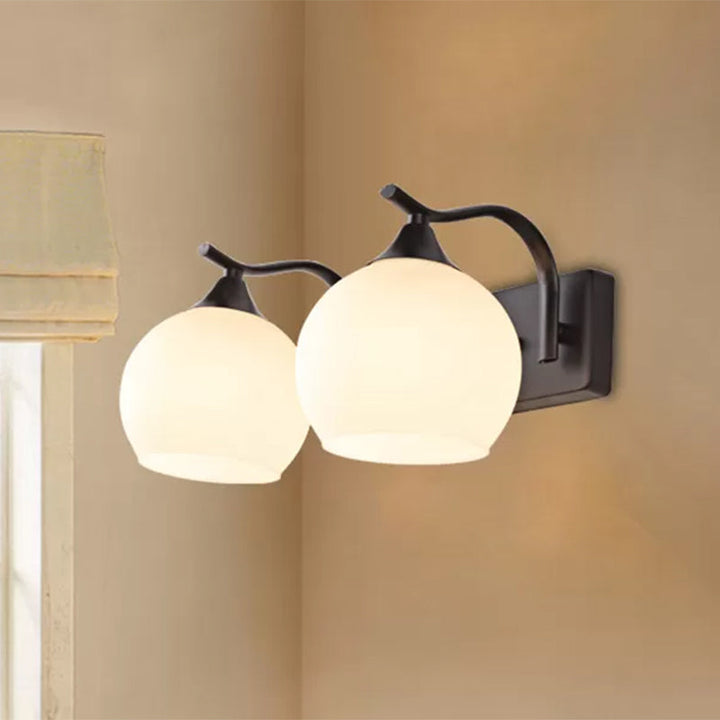 Lisslune | 2 Light Frosted Glass Wall Sconce Light Industrial Black Bubble Living Room Lighting Fixture