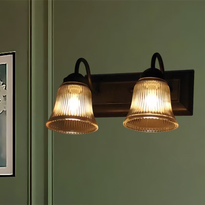 Lisslune | Bell Clear Texture Glass Wall Lamp Industry One Lamp Bedroom Sconce Light in Black
