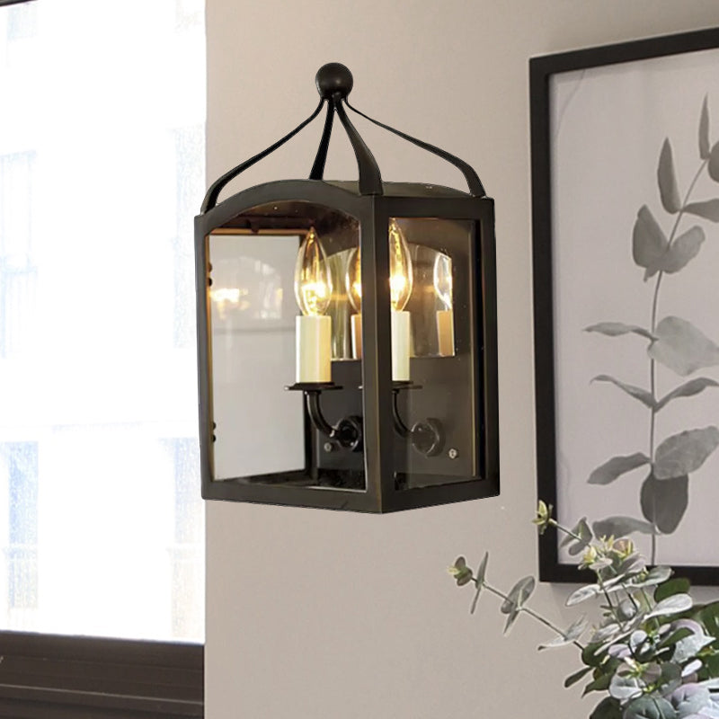 Lisslune | Old Brass Candle Wall Lamp with Metal Cage Shade 2 Lights Vintage Wall Light for Hallway