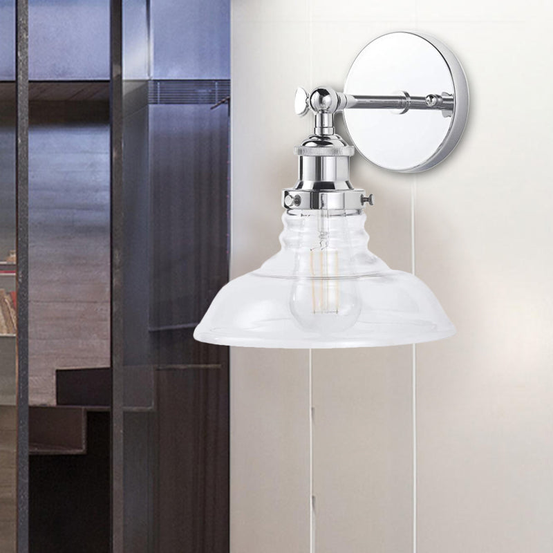 Lisslune | Clear Glass Chrome/Nickel Wall Light Barn 1-Bulb Industrial Wall Lamp for the Kitchen