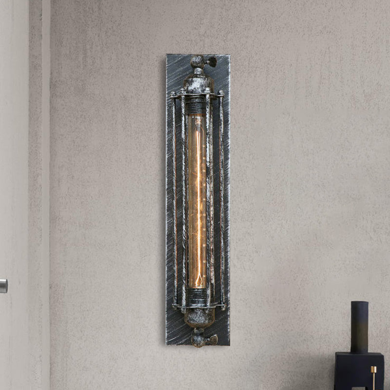 Skørter | 1 Light Linear Wall Lamp with Wire Frame Industrial Black/Silver Metallic Wall Mount Light for Bedroom