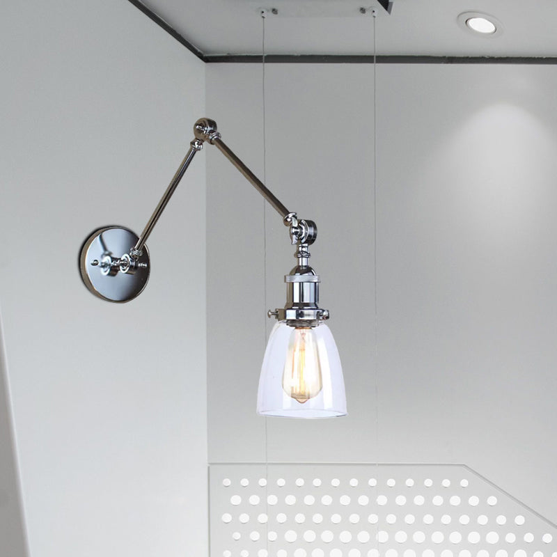 Lisslune | Tapered Accent Wall Lamp Antique Clear Glass 1 Light Black/Silver/Brass Wall Lamp with Swingarm
