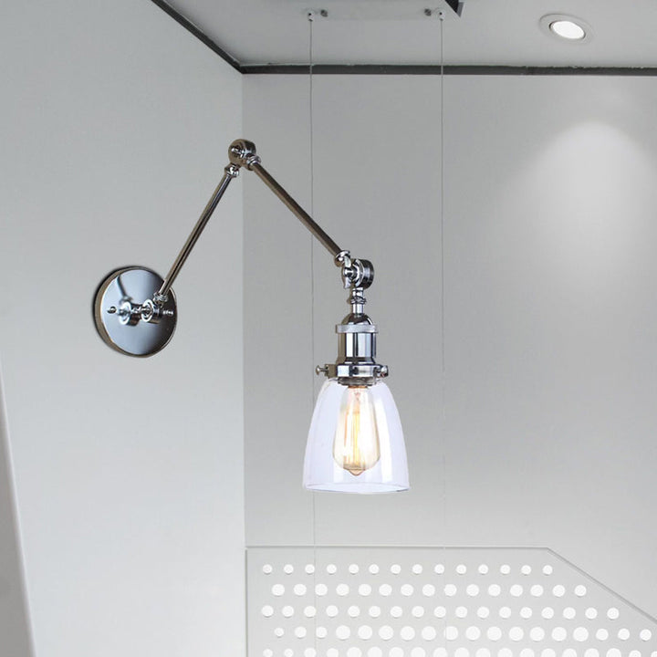 Lisslune | Tapered Accent Wall Lamp Antique Clear Glass 1 Light Black/Silver/Brass Wall Lamp with Swingarm