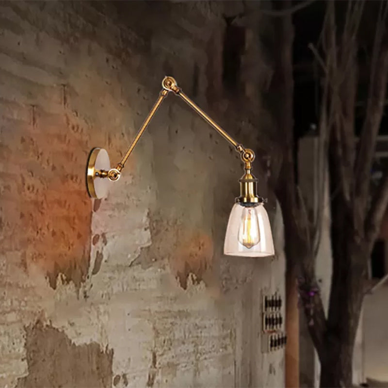 Lisslune | Tapered Accent Wall Lamp Antique Clear Glass 1 Light Black/Silver/Brass Wall Lamp with Swingarm