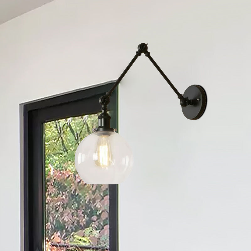 Skørter | A wall lamp with a glass ball cover Industrial bedroom wall lamp lighting accessory in black/antique brass/rust