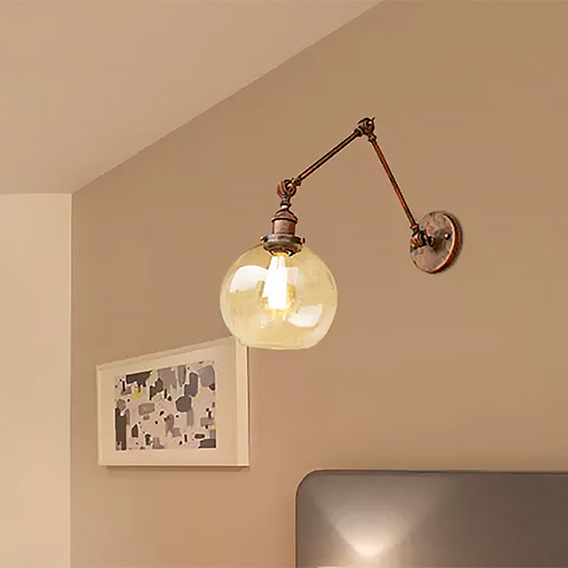 Skørter | A wall lamp with a glass ball cover Industrial bedroom wall lamp lighting accessory in black/antique brass/rust