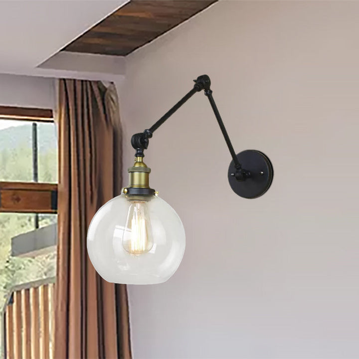 Skørter | A wall lamp with a glass ball cover Industrial bedroom wall lamp lighting accessory in black/antique brass/rust