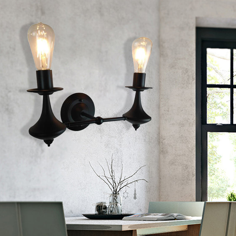 Lisslune | Metal Exposed Bulb Wall Lighting Industrial 1/2 Light Dining Room Wall Lamp Fixture