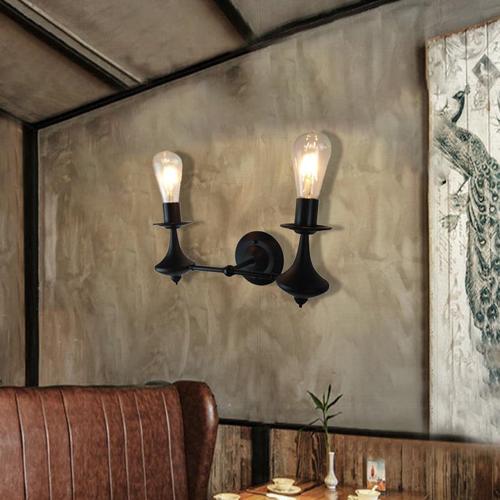 Lisslune | Metal Exposed Bulb Wall Lighting Industrial 1/2 Light Dining Room Wall Lamp Fixture
