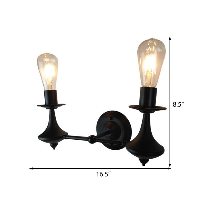 Lisslune | Metal Exposed Bulb Wall Lighting Industrial 1/2 Light Dining Room Wall Lamp Fixture