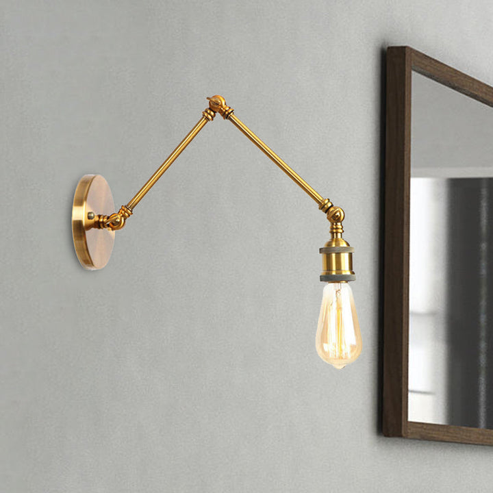 Skørter | 1 Light Swing Arm Wall Lamp Light Industrial Black/Brass Metal Wall Light Fixture for Bathroom