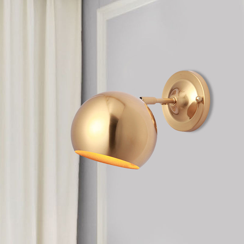 Lisslune | Brass 1 Lightbulb Wall Lamp Sconces Loft Style Metal Globe Shade Wall Mounted Lamp for Dining Room