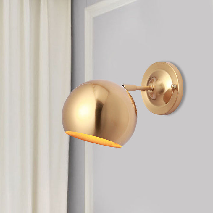 Lisslune | Brass 1 Lightbulb Wall Lamp Sconces Loft Style Metal Globe Shade Wall Mounted Lamp for Dining Room