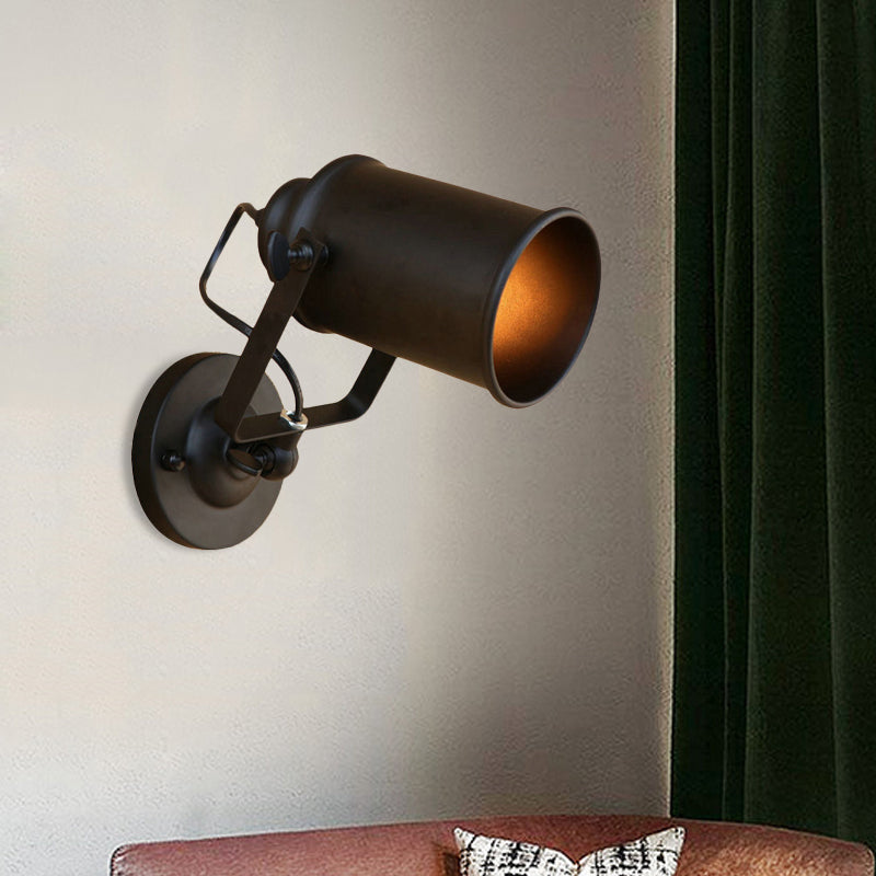 Lisslune | Cylinder Metallic Wall Light Antique Style 1 Light Living Room Wall Mounted Light in Black/Rust
