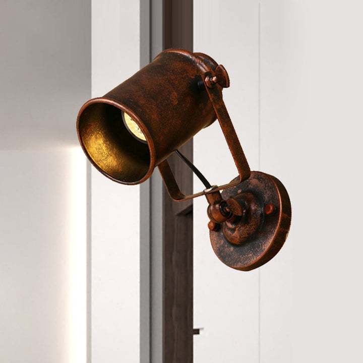 Lisslune | Cylinder Metallic Wall Light Antique Style 1 Light Living Room Wall Mounted Light in Black/Rust