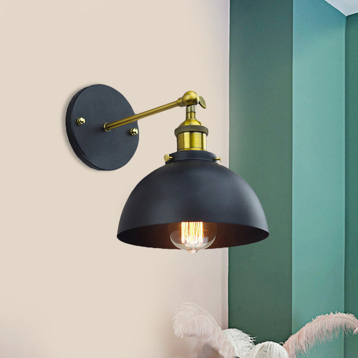 Lisslune | 1 Head Wall Light with Dome Shade Metal Rotatable Wall Lamp in Brass Finish for Balcony