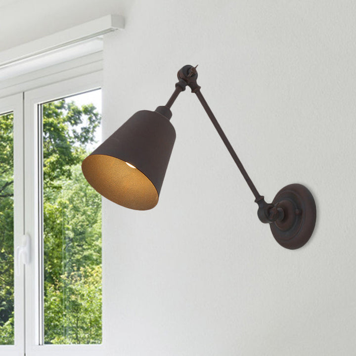 Lisslune | 1 Light Metal Wall Lamp Contemporary Black/Rust Colored Tailored Bedroom Wall Lamp Sconces with Adjustable Arm