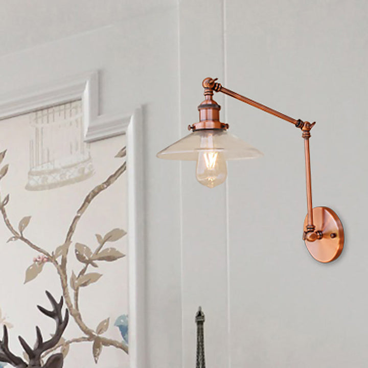Lisslune | Rustic conical wall lighting 1 bulb clear glass wall light in copper for café