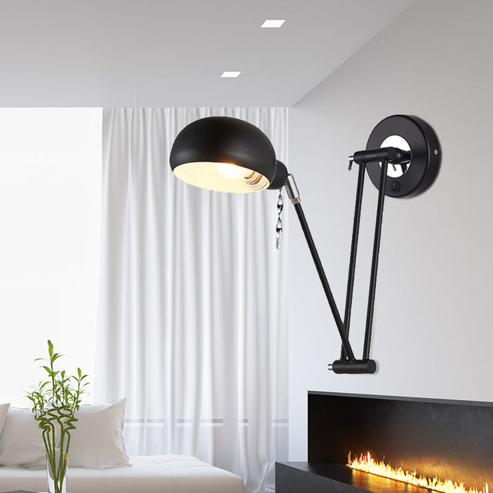 Lisslune | Bowl Living Room Wall Light with Swivel Arm Industrial Retro Metallic 1 Light Black Reading Wall Light